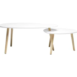 Table basse 2 plateaux gigogne blanc naturel