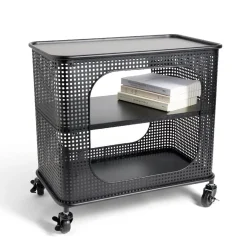 Table basse à roulettes Mahel 50x30x49cm métal noir