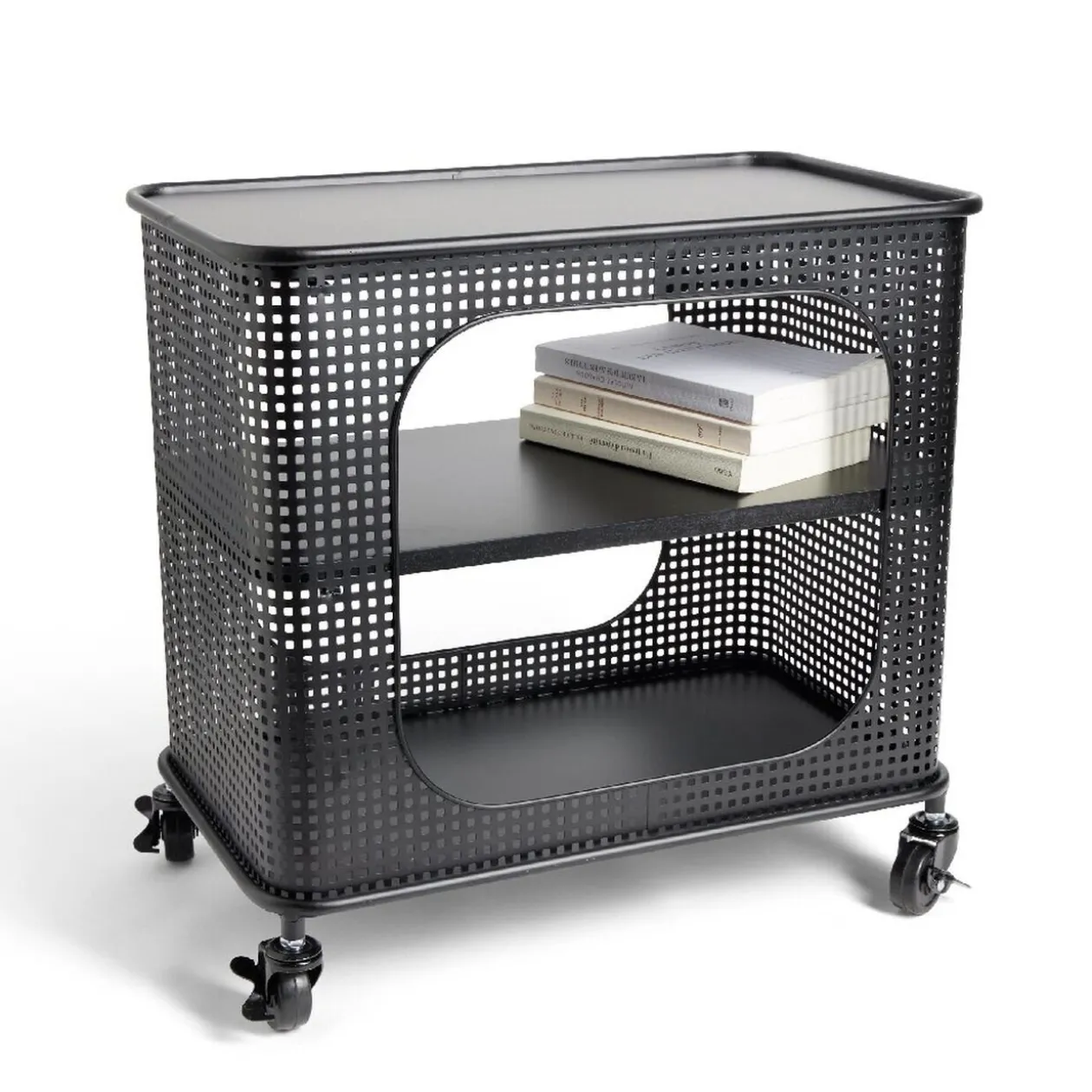 Table basse à roulettes Mahel 50x30x49cm métal noir