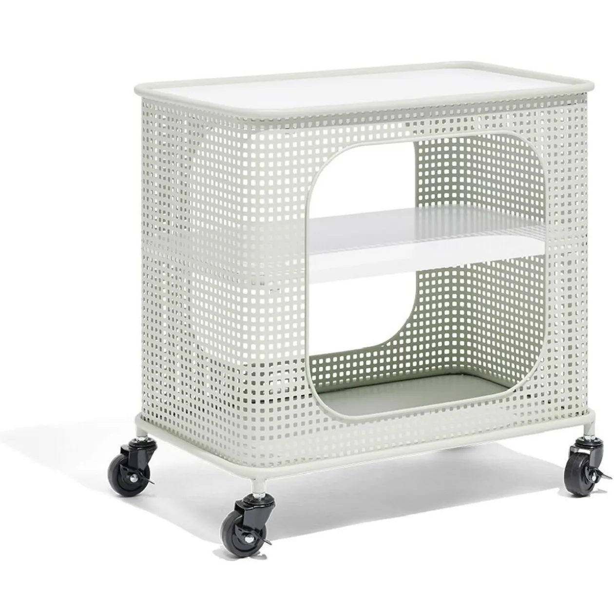 Table basse à roulettes Mahel 50x30x49cm métal vert pâle