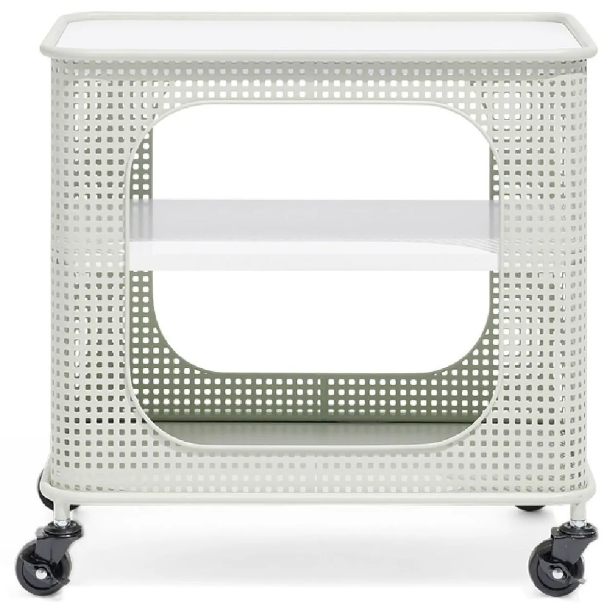 Table basse à roulettes Mahel 50x30x49cm métal vert pâle