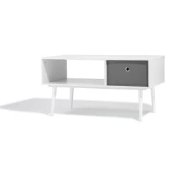 Table basse blanche Bilbao 1 tiroir et 1 niche