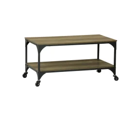 Table basse Detroit métal bois noir et marron 90x45xH50 cm