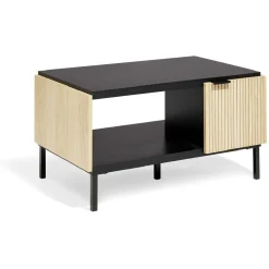 Table basse Markus 80x50x43cm acier noir et bois naturel