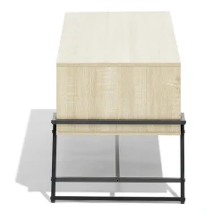 Table basse métal bois naturel et noir 83,1x42,7xH45cm