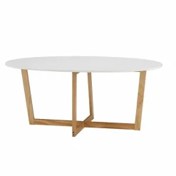 Table basse ovale scandinave naturel et blanc