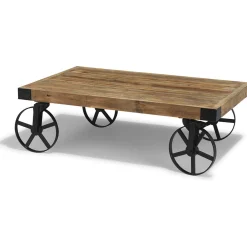 Table basse Saloon noire et bois vieilli