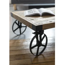 Table basse Saloon noire et bois vieilli