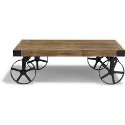 Table basse Saloon noire et bois vieilli