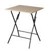 Table carrée pliante naturel pieds métal noir L.60 x l.60 x H.75 cm