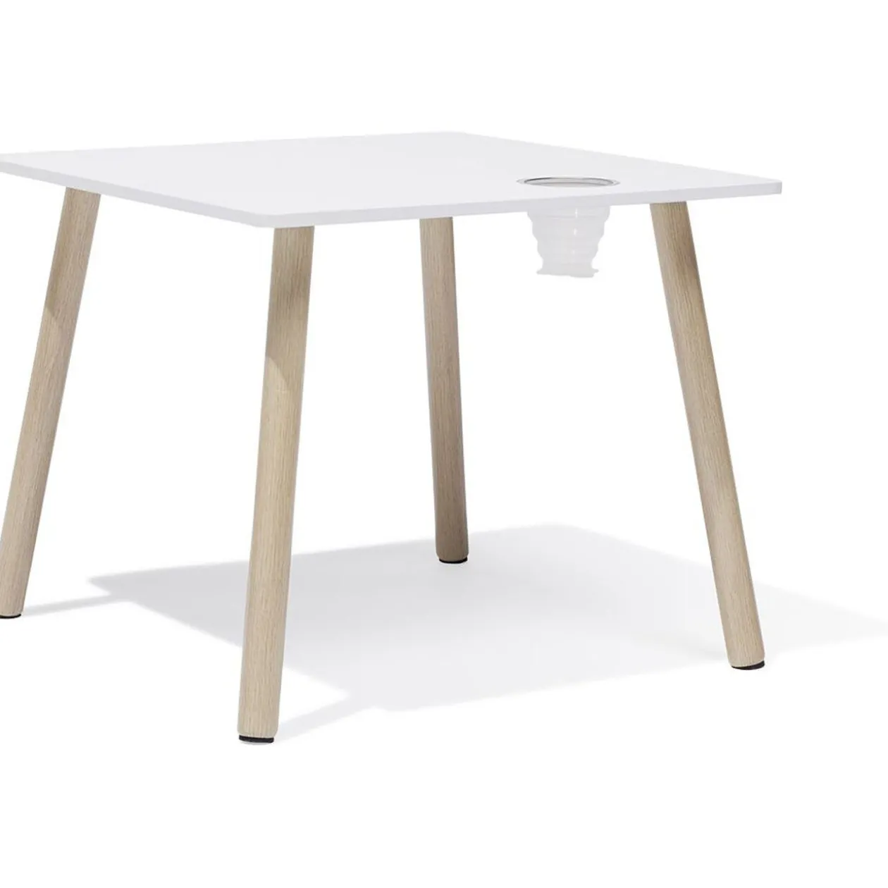 Table Écolier MDF pin et métal blanc - L55xP55xH45 cm