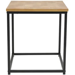 Table d'appoint carré motif chevrons naturel et noir