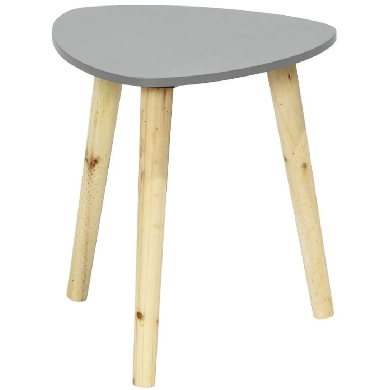 Table d'appoint pieds naturel et plateau gris ou blanc - Hugo