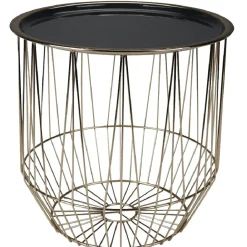 Table d'appoint plateau noir armature doré grand modèle