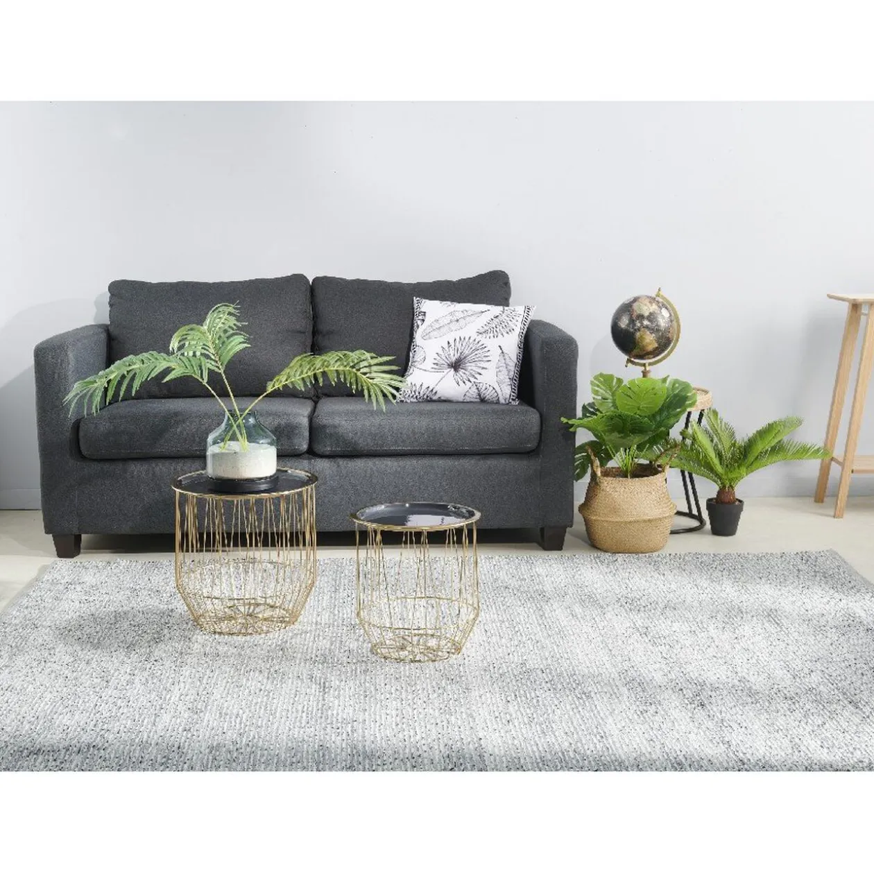 Table d'appoint plateau noir armature doré grand modèle