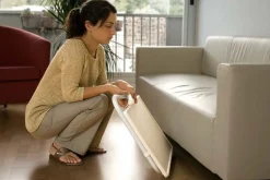 Table d'appoint réglable pliable métal blanc