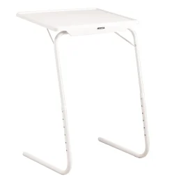 Table d'appoint réglable pliable métal blanc