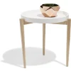 Table d'appoint scandinave avec plateau rond blanc naturel