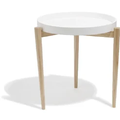 Table d'appoint scandinave avec plateau rond blanc naturel