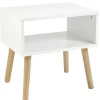 Table de chevet 1 niche blanc et pieds naturel - Stockholm