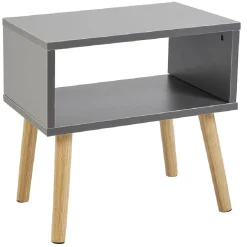 Table de chevet 1 niche gris et pieds naturel - Stockholm