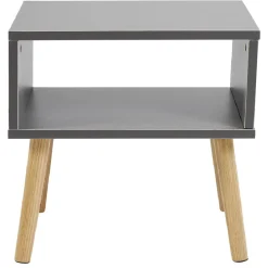 Table de chevet 1 niche gris et pieds naturel - Stockholm