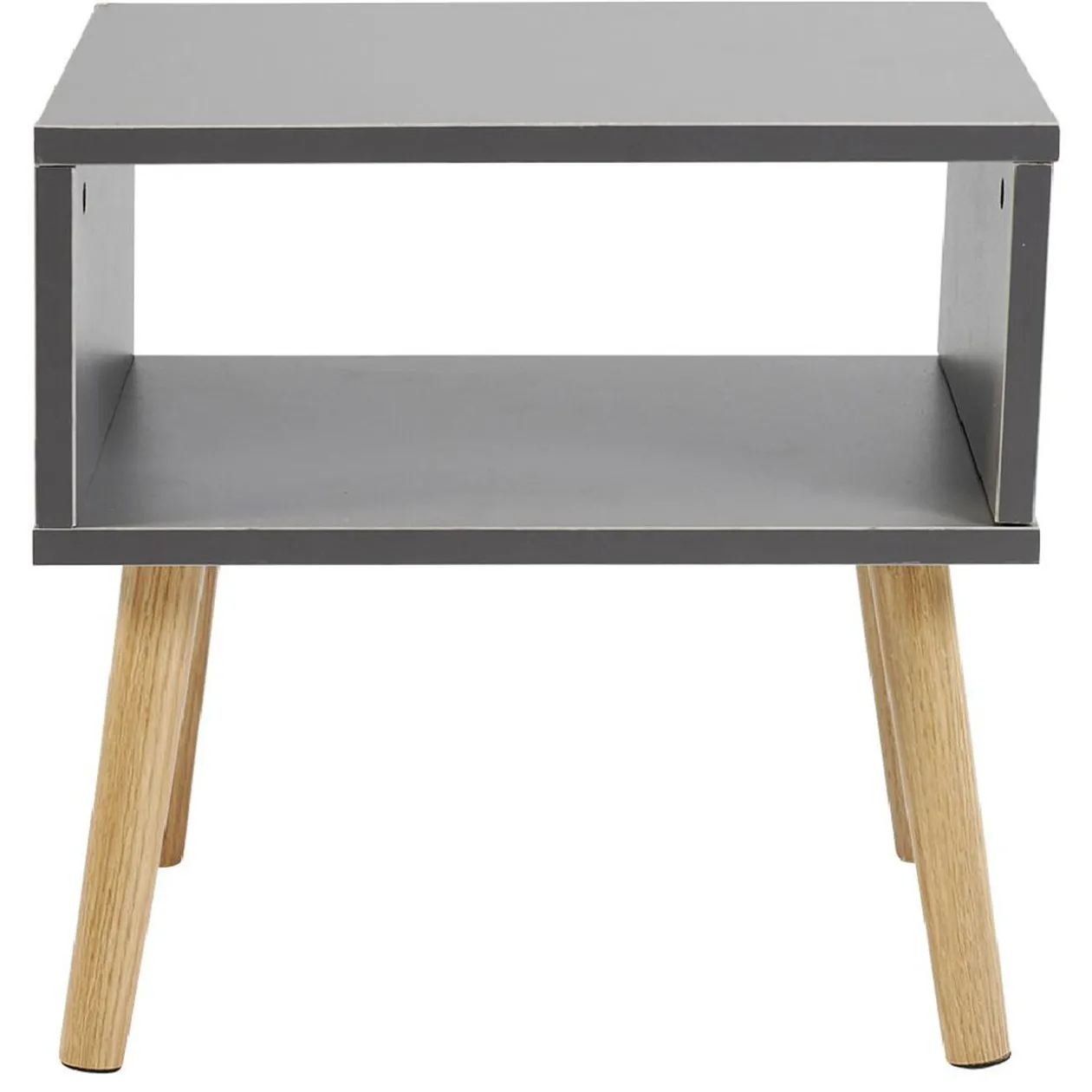 Table de chevet 1 niche gris et pieds naturel - Stockholm