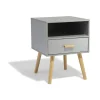 Table de chevet Bergen anthracite 1 tiroir et 1 niche
