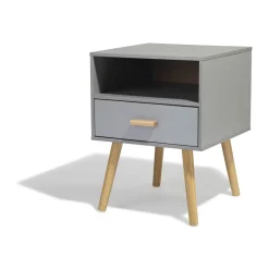 Table de chevet Bergen anthracite 1 tiroir et 1 niche