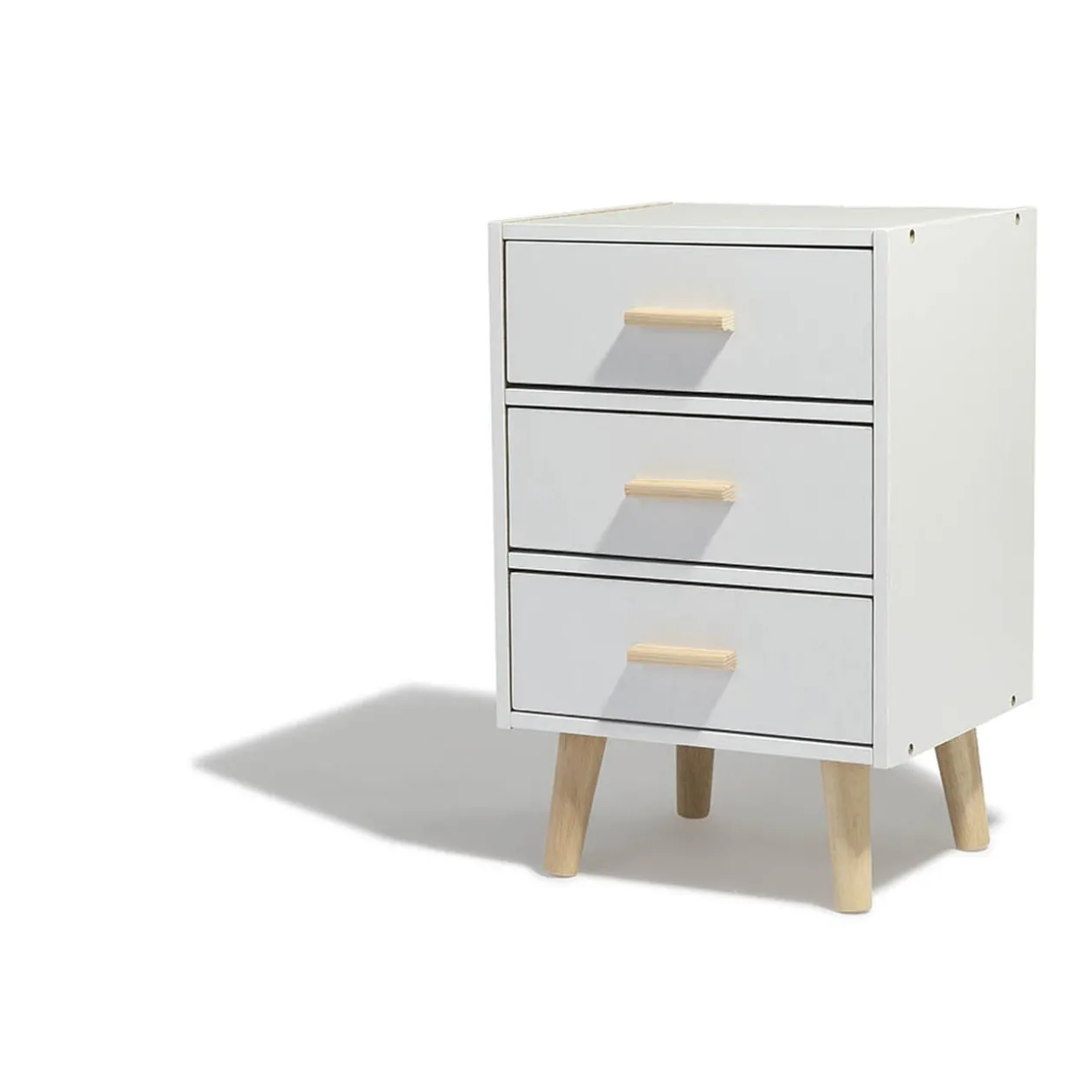 Table de chevet Bergen blanche 3 tiroirs