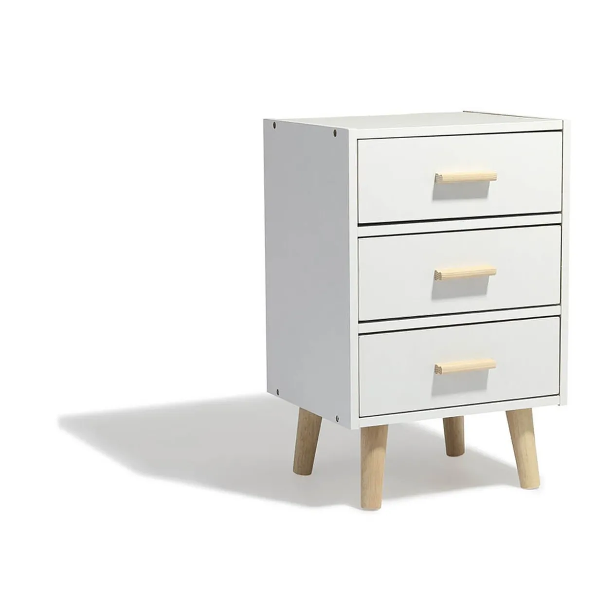 Table de chevet Bergen blanche 3 tiroirs