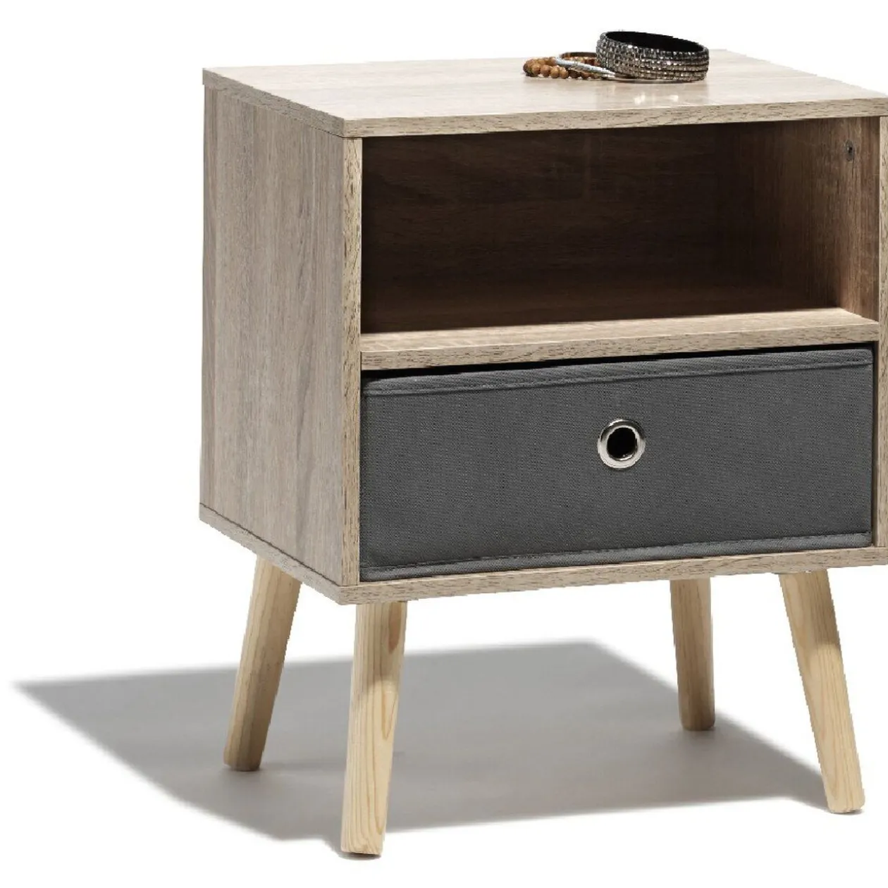 Table de chevet Bilbao naturelle 1 tiroir et 1 niche