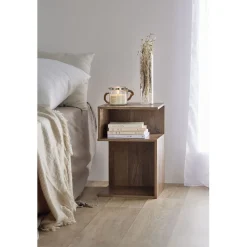 Table de chevet Bout de canapé - 2 niches marron 33x29xH50 cm