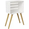 Table de chevet cagette blanche pieds en bois naturel