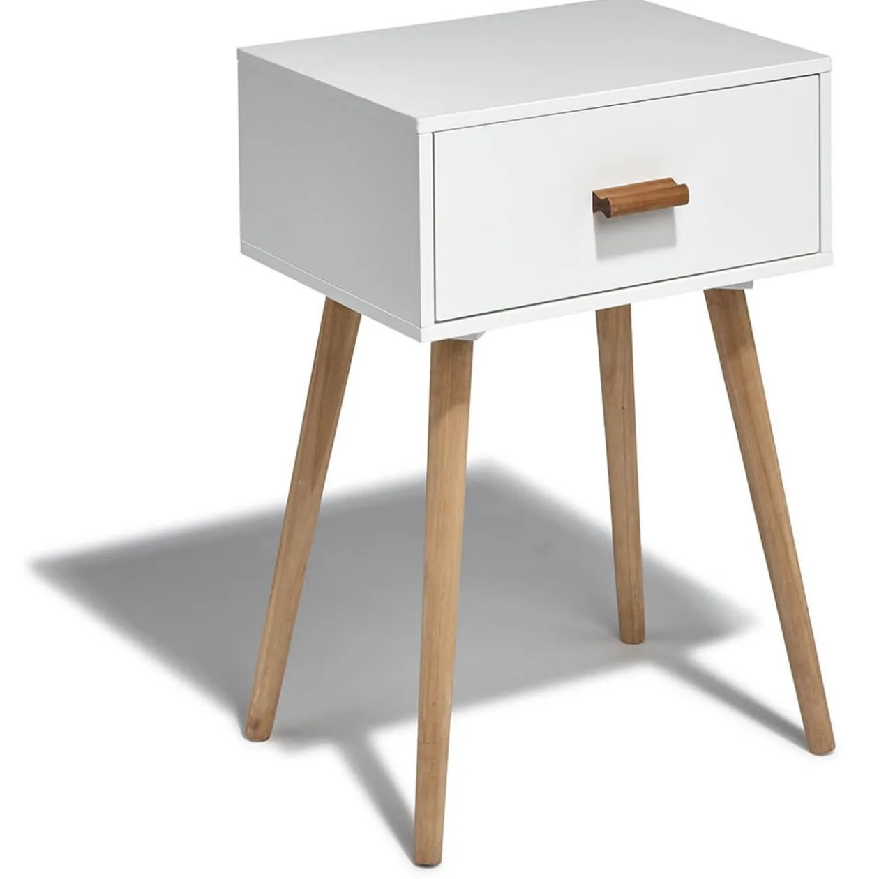 Table de chevet carré Bergen blanc naturel