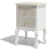 Table de chevet Olympe blanche effet vieilli 2 tiroirs
