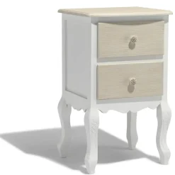 Table de chevet Olympe blanche effet vieilli 2 tiroirs