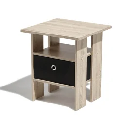 Table de chevet Utah naturelle et noire 1 tiroir et 1 niche