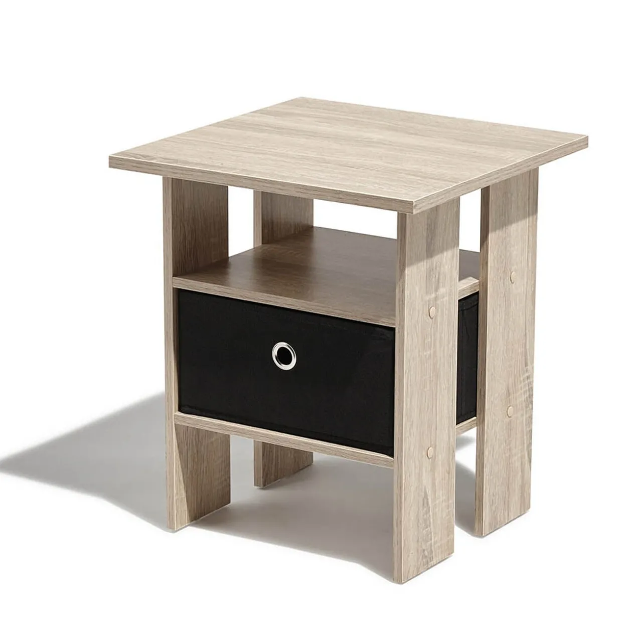Table de chevet Utah naturelle et noire 1 tiroir et 1 niche