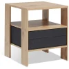 Table de chevet Utah naturelle et noire 1 tiroir et 1 niche