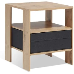 Table de chevet Utah naturelle et noire 1 tiroir et 1 niche