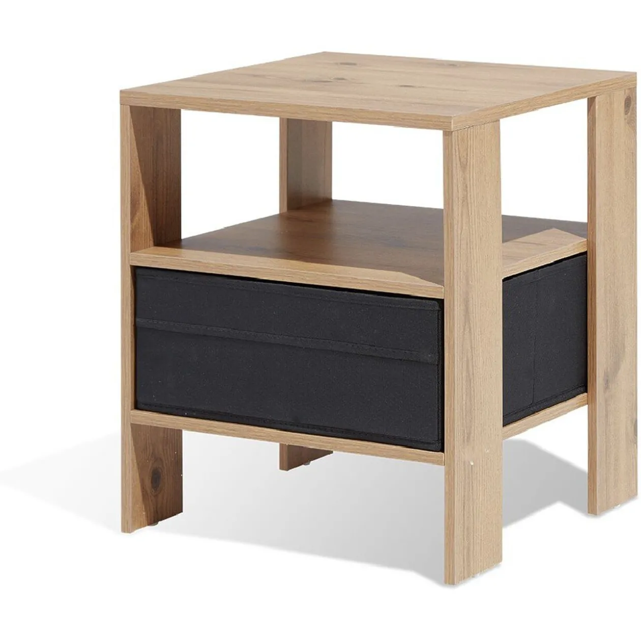 Table de chevet Utah naturelle et noire 1 tiroir et 1 niche