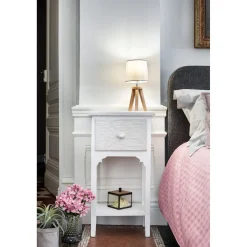 Table de chevet Venise blanche 1 tiroir et 1 étagère