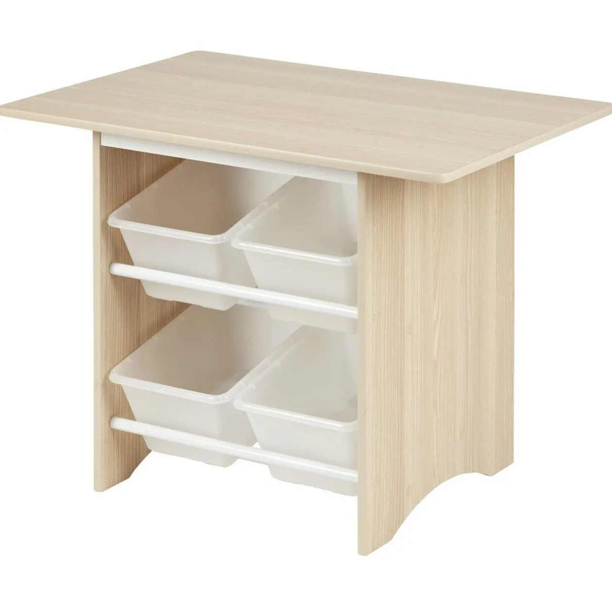 Table de jeux avec 2 chaises bois blanc naturel