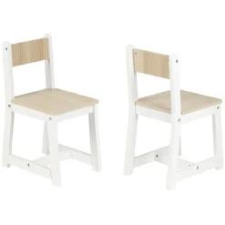 Table de jeux avec 2 chaises bois blanc naturel