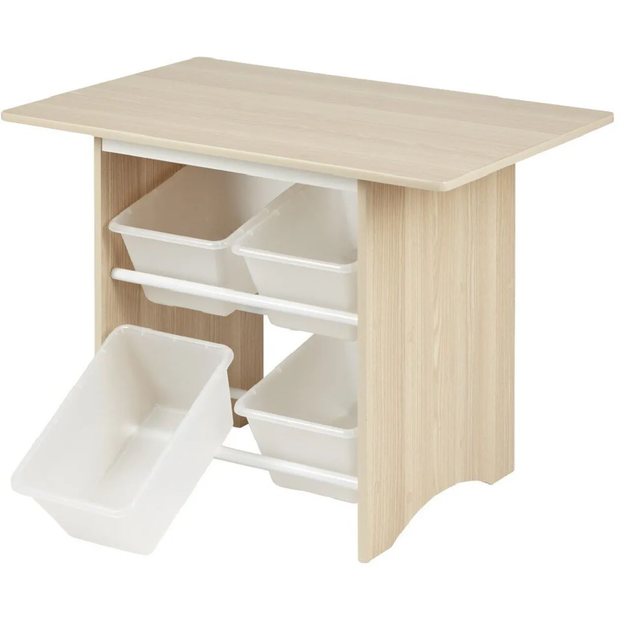 Table de jeux avec 2 chaises bois blanc naturel