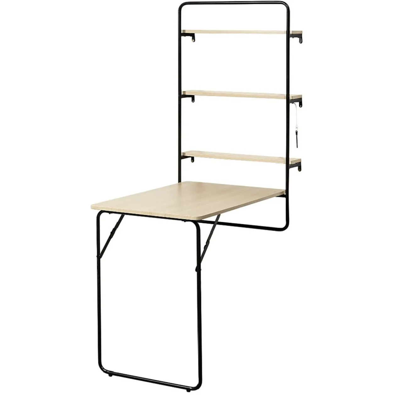 Table 3en1 tableau et étagères noir et naturel