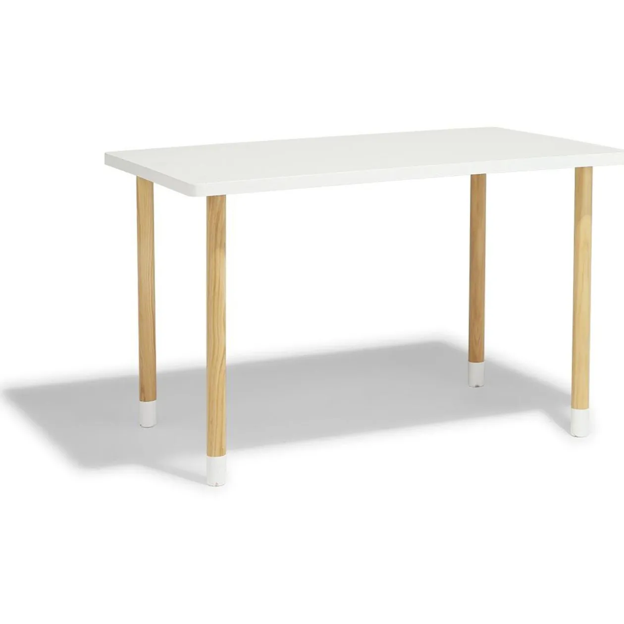 Table et deux chaises Célia bois clair et blanches