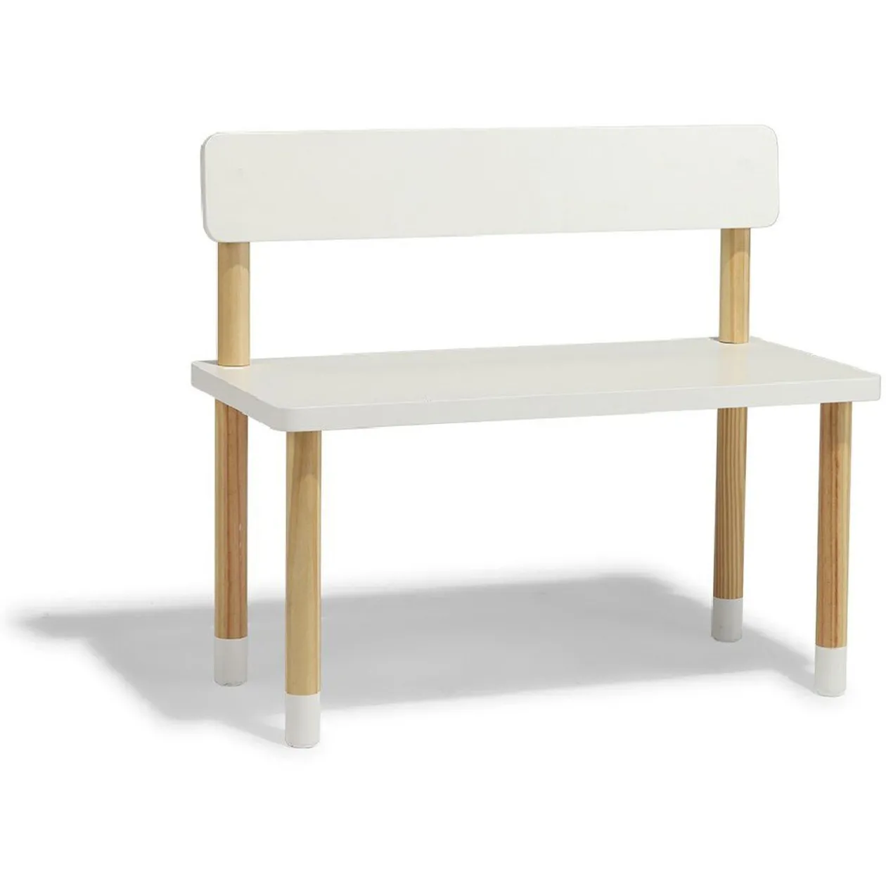 Table et deux chaises Célia bois clair et blanches