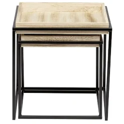 Table gigogne carré noir naturel x2